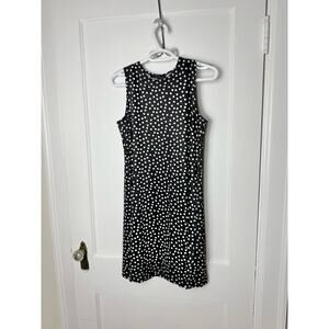 Nik and Nash Black White Polka Dot Stretch Sleeveless Tank Swing Dress Medium